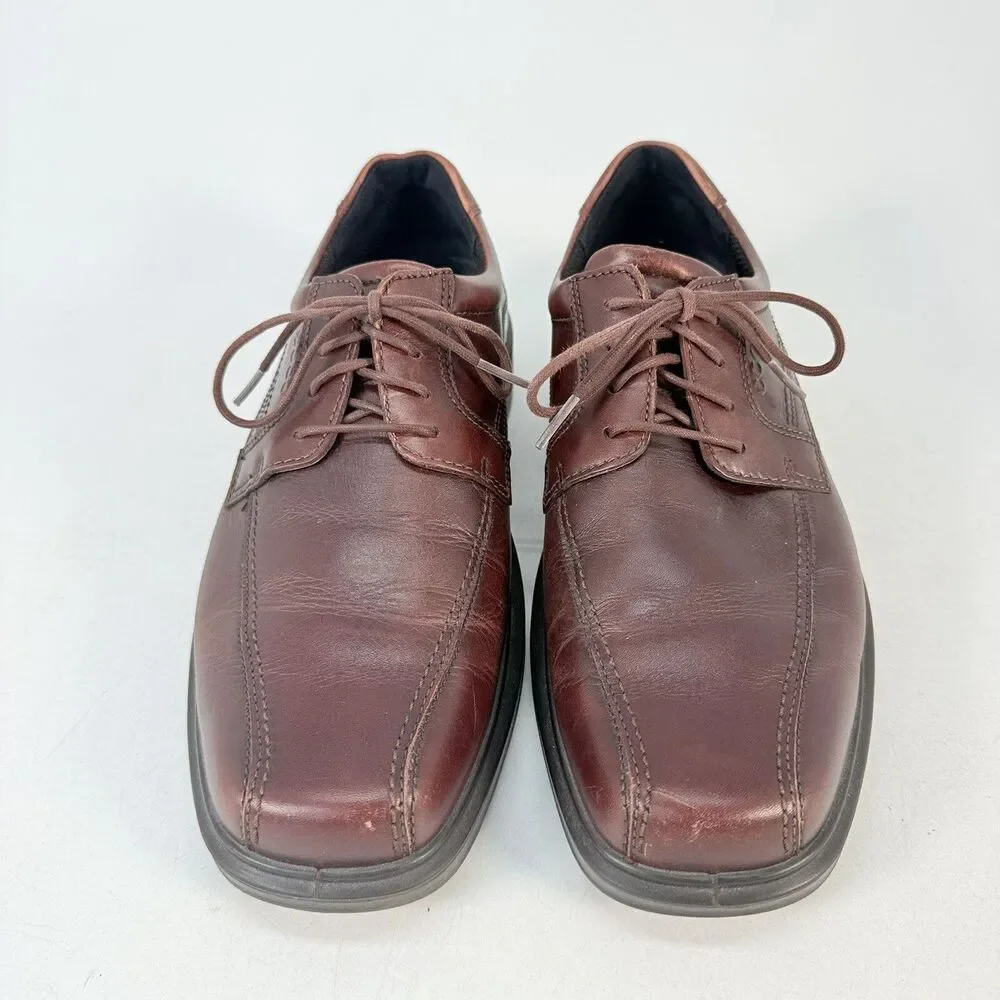 Ecco Shoes Mens 9.5-10 Helsinki Brown Leather Derby Comfort Casual Dress Shoe 43